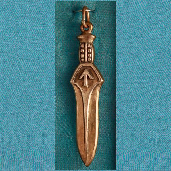 Medieval Dagger Sword With Tir, Tyr the Victory Rune Bronze Pendant Charm