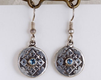 Small Round Celtic Knot Set With Blue Topaz Earrings