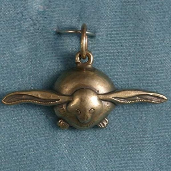 Flying Bunny of Death Bronze Pendant Charm