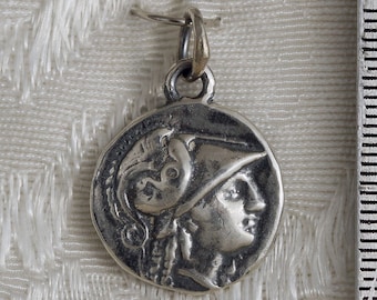 Athena Coin Sterling Silver Pendant Charm