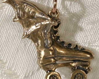 Winged Roller Skate Bronze Pendant