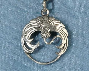 Round Chrysanthemum Sterling Silver Pendant Charm