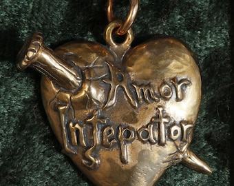 Large Vampire Pierced Heart Bronze Pendant