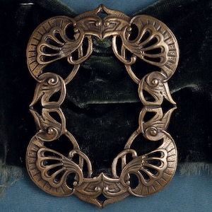 Bronze Large Art Nouveau Rectangular Victorian Edwardian Buckle Accessory