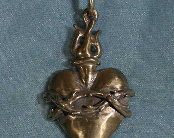 Sacred Heart Bronze Pendant