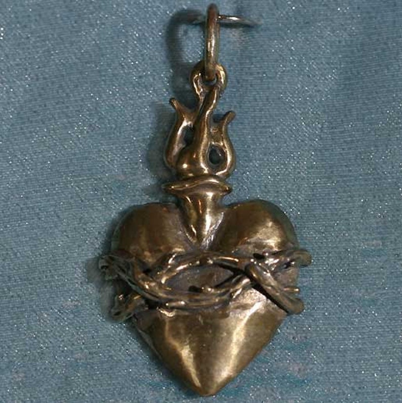 Sacred Heart Bronze Pendant image 1