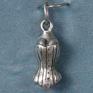 Small 3d Victorian Corset Lady Sterling Silver Pendant Charm