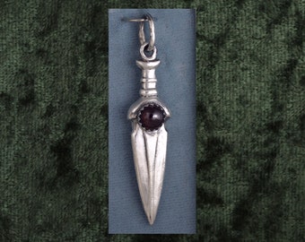 Medieval Dagger Sword set with a Garnet Sterling Silver Pendant