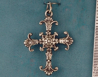 Small Renaissance Cross Sterling Silver Pendant Charm