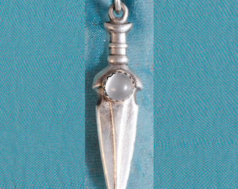 Medieval Dagger Sword set with a Moonstone Sterling Silver Pendant Charm