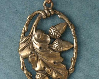 Large Acorns and Oak Leaf Bronze Pendant