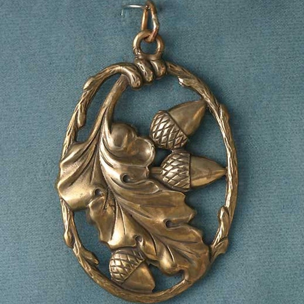 Large Acorns and Oak Leaf Bronze Pendant