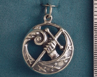 Excalibur Sword Dagger Art Nouveau Sterling Silver Pendant Charm