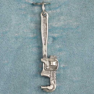 3D Wrench Steampunk Sterling Silver Pendant Charm