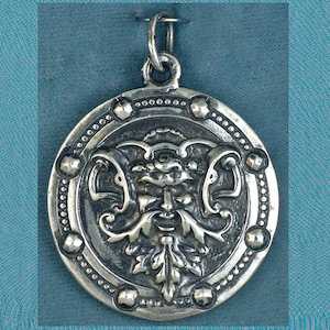 Large Green Man Sterling Silver Pendant