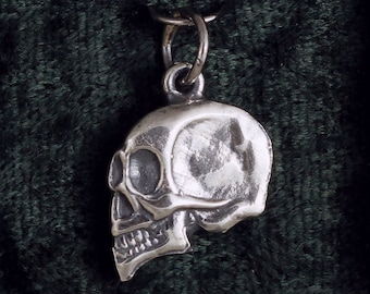 Skull in Profile Sterling Silver Pendant Charm