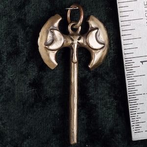 Large Double Axe Labrys Bronze Pendant