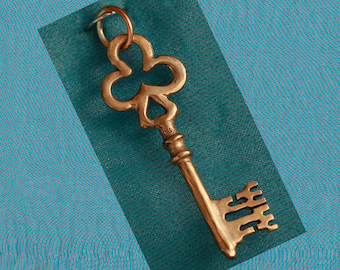 3D Key Bronze Pendant Charm