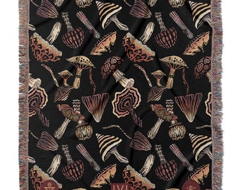 IVI - Mushroom Jacquard Woven Blanket - Original Black