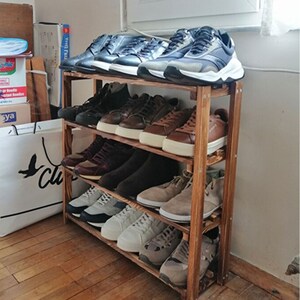 Wooden Shoe Rack With Stool Shoe Storage Stool With Step Etsy Hong Kong