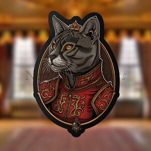 Regal Cat Sticker - Glossy, Durable, Scratch-Resistant - Perfect for Laptops, Journals, Windows