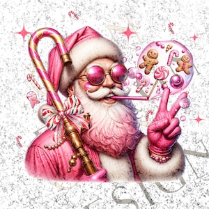 Retro Santa Christmas Blowing Bubble PNG, Vintage Merry Christmas PNG, Funny Santa With Sunglasses Xmas Holiday Sublimation Digital Download