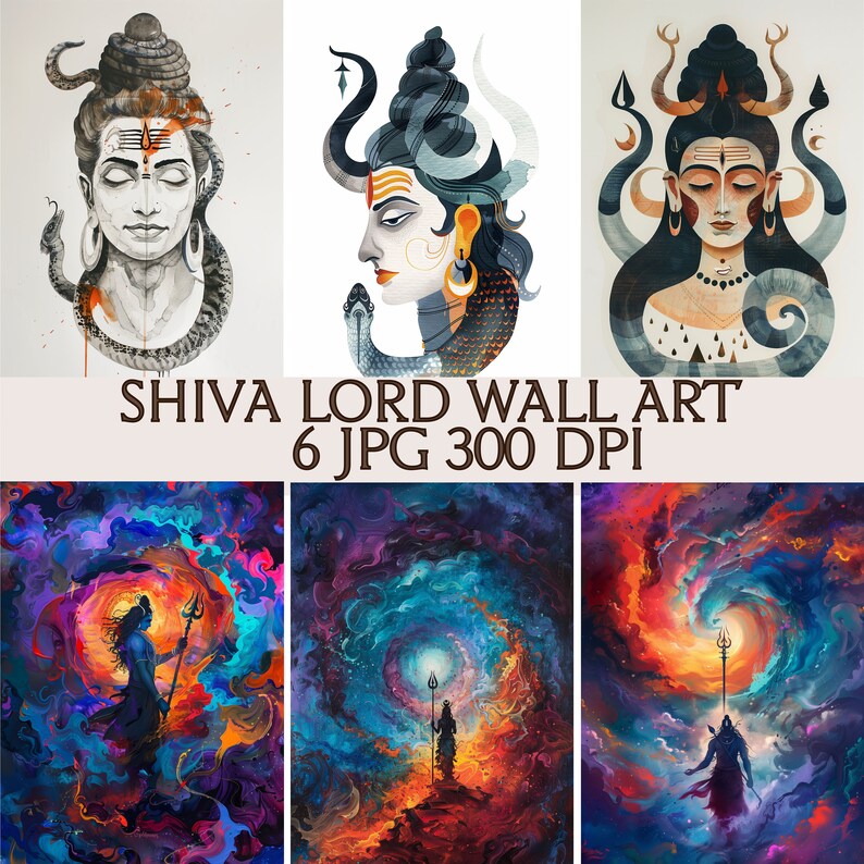 Vibrant Cosmic Shiva Wall Art - Spiritual Hindu God Digital Download ...