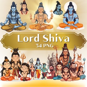 Lord Shiva PNG Bundle - 34 High-Quality Hindu Deity Clipart, Digital Art for Spiritual Projects | 300 DPI