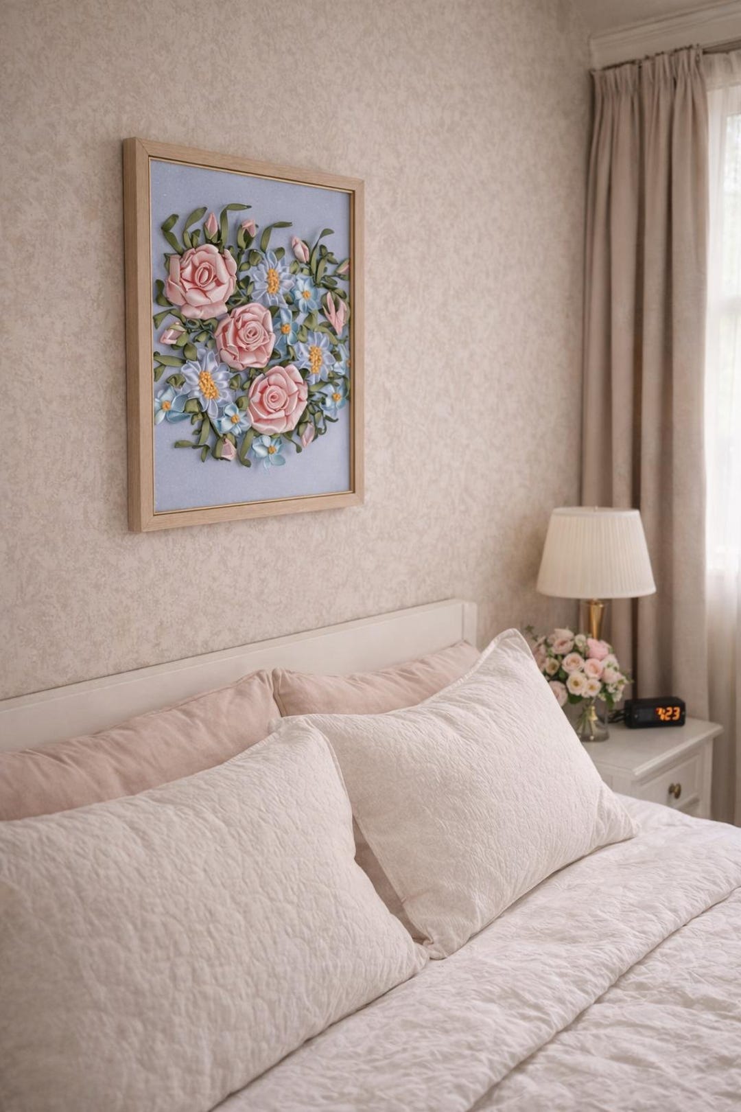 Handmade Silk Ribbon Embroidery Wall Art - Floral Bouquet - Etsy