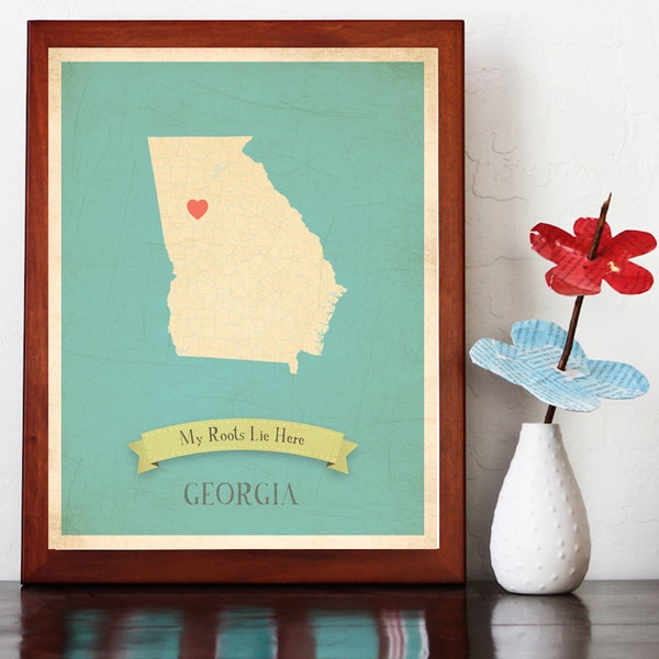BUY 2 GET 1 FREE  Georgia Roots Map 11x14 Customized Print
