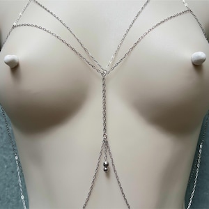 Dainty Silver Chain Bra, Intricate Layered Chain Bralette, Non Tarnish Intimate Jewelry, Elegant Handmade Body Chain Necklace, Gift for Her
