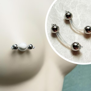 Fake Nipple Piercing, Large Silver Barbell Nipple Jewelry, Adjustable Nipple Noose Piercing, Intimate Jewelry Sexy Body Jewelry Gift for Her