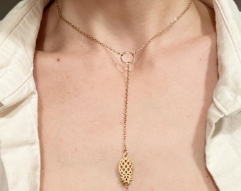 Collar de piña invertida en oro o plata, joyería para parejas liberales, collar tipo lazo para swingers, con opción de añadir una cadena para pezones.