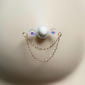 Sparkly Fake Nipple Piercing with Dainty Chain, Adjustable Nipple Non Piercing, Not Pierced Nipple Jewelry, Sexy Body Jewelry, Gift for Her
