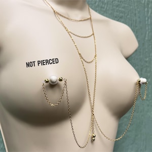 Choker to Nipple Chain, Fake Nipple Piercing Body Chain Necklace, Nipple Jewelry, Layered Nipple Necklace Intimate Jewelry Sexy Gift for Her