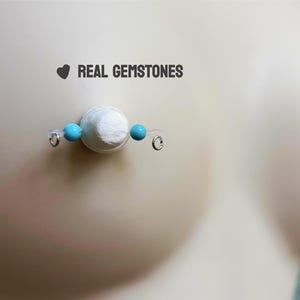 Pair of Minimalist Nipple Non-Piercing, Gemstone Fake Nipple Piercing, Intimate Jewelry, Barbell Nipple Jewelry, Sexy Body Jewelry, Gift