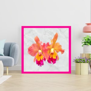 Frilly Orchid Wall Art in Beautiful Shades of Yellow and Pink, Floral Poster Art, Instant Download Print of Orchid for Home or Office Decor