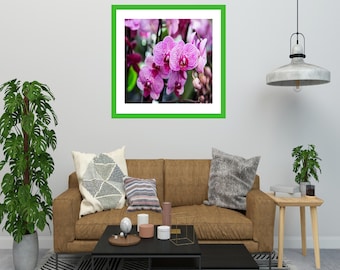 Orchid Wall Art in Beautiful Shades of Lavender and Magenta, Floral Poster Art, Instant Download Print of Orchid Cluster, Home Decor 18x18in