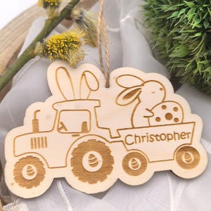 Tractor Easter eggs to hang, Easter pendant with excavator, Easter egg Easter gift personalized, gift tag Easter, Easter bunny