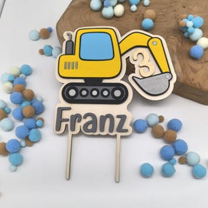 Personalized excavator cake topper with birthday number, made in your desired colors, cake topper, cake topper, children&#39;s birthday