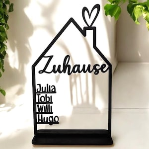 House with name, wooden house personalized, 4 mm wood personalized decoration wall housewarming gift, door sign family, birthday gift wedding