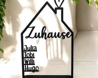 House with name, wooden house personalized, 4 mm wood personalized decoration wall housewarming gift, door sign family, birthday gift wedding
