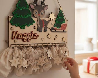 Advent calendar XXL deer made of wood, personalized with desired text and in desired color, gift idea, baby's Christmas, Advent, fawn, Bambi
