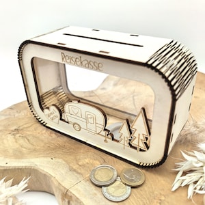 Tirelire de voyage personnalisée avec nom, cadeau d'argent, tirelire cadeau d'anniversaire petite amie femme cadeau de pendaison de crémaillère, camping-car, camping
