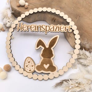 pretty Easter door wreath with rabbit and desired text, wall decoration, window decoration, Easter wreath, Easter decoration, Easter bunny, Easter eggs, personalized decoration