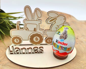 Porta huevos de tractor Ü-Ei personalizado de madera, Pascua, regalo, regalo de Pascua, huevo sorpresa, regalo de Pascua, regalo de Pascua