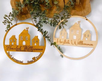 Door wreath house with name, personalized, door sign family, name plate, wedding gift, birthday, housewarming gift, moving in