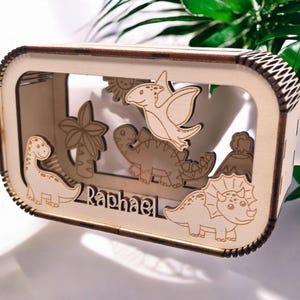 Dino money box personalized with name, money box, piggy bank, money gift, gift for birth, baptism, birthday, dinosaur, Trex