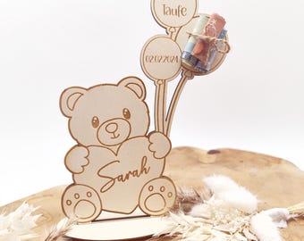 sweet money gift for birth or baptism, birthday, personalized with your desired text, baptism gift, name tag, birth date