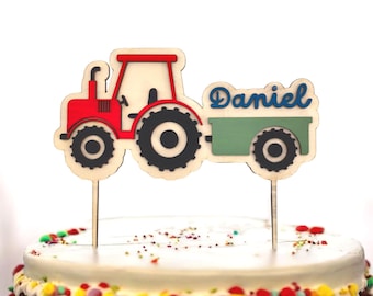 personalized tractor cake topper with birthday number, made in your desired colors, cake topper, cake topper, children's birthday
